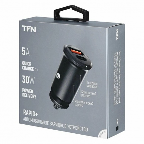 Автомобильное зарядное устройство TFN 30W USB A + Type-C черное - фото 6