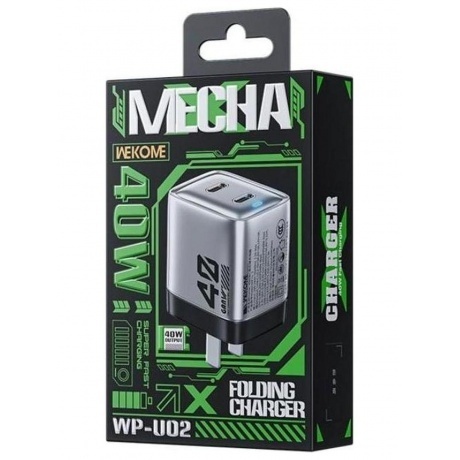 Зарядное устройство GaN 40W  (C+C ) Wekome WP-U02 - фото 2
