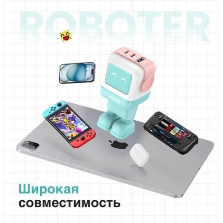 Сетевое зарядное устройство Ugreen CD361 Pink/Blue (35855) - фото 18