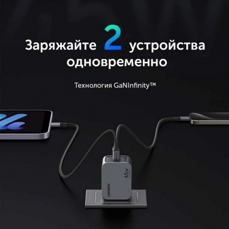Сетевое зарядное устройство Ugreen X707 Space Gray (35008) - фото 12
