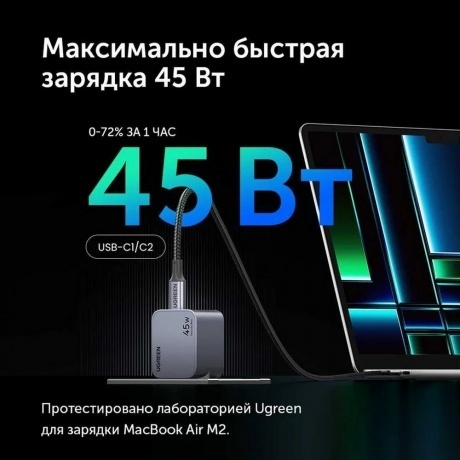 Сетевое зарядное устройство Ugreen X707 Space Gray (35008) - фото 10