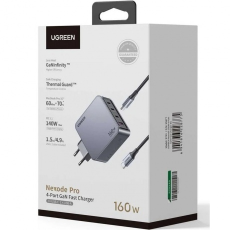 Сетевое зарядное устройство Ugreen X763 Space Gray (25877) - фото 3