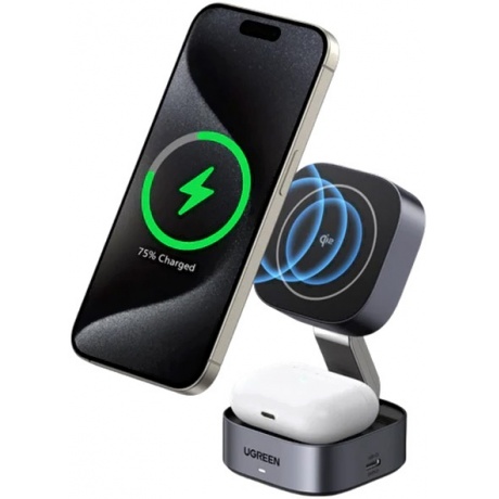 Беспроводное зарядное устройство Ugreen W702 Space Gray (35316) - фото 11