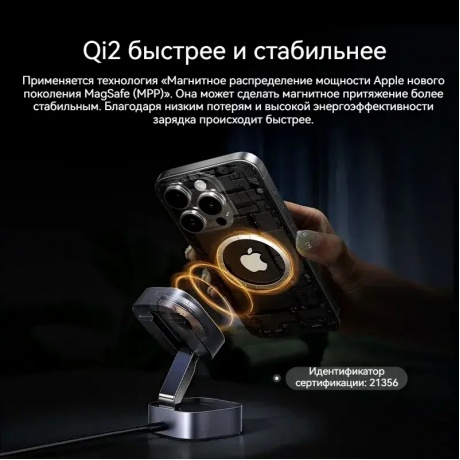 Беспроводное зарядное устройство Ugreen W702 Space Gray (35316) - фото 15