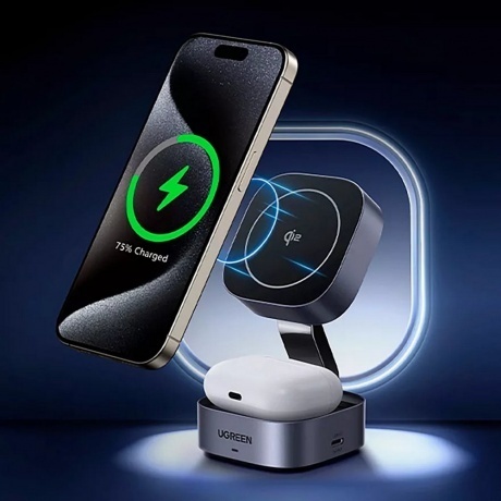 Беспроводное зарядное устройство Ugreen W702 Space Gray (35316) - фото 4