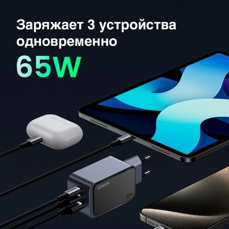 Сетевое зарядное устройство Ugreen X553 Space Gray (35042) - фото 4