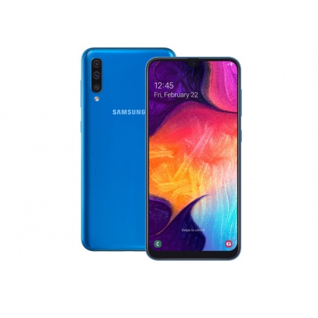 Смартфон Samsung Galaxy A50 128GB (2019) A505F Blue + Портативная колонка JBL - фото 1