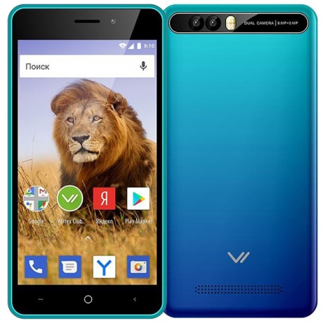 Смартфон Vertex Impress Lion dual cam 3G Sea Wave - фото 1