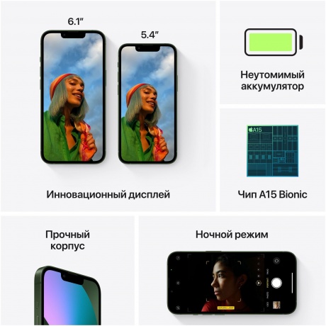 Смартфон Apple iPhone 13 256Gb (MNGA3CH/A) Green - фото 7