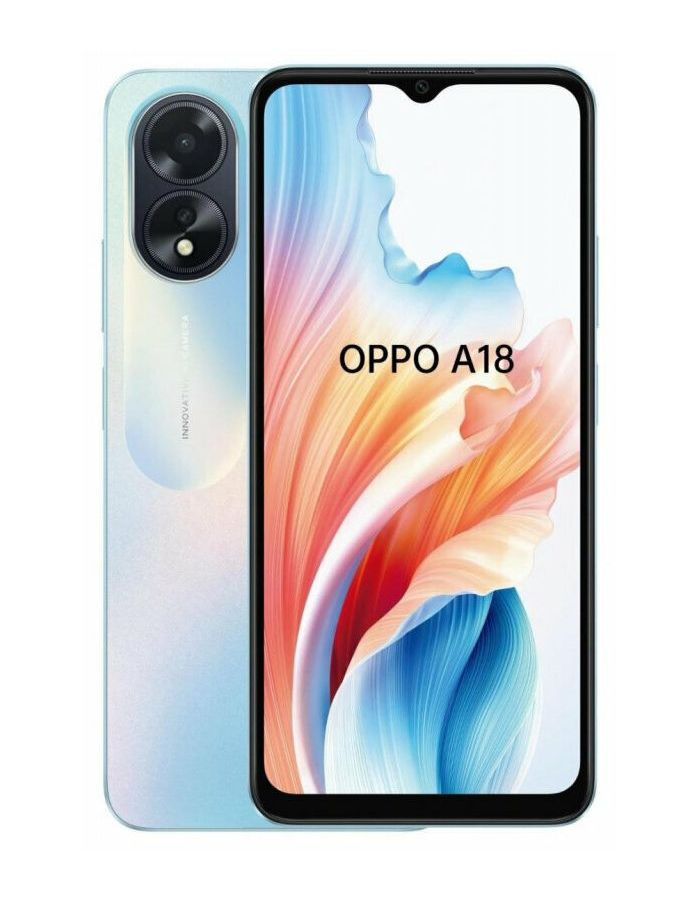 Смартфон Oppo A18 4/128Gb Blue 2 шт гидрогелевая пленка с вырезом под камеру для оппо к10 про oppo k10 pro