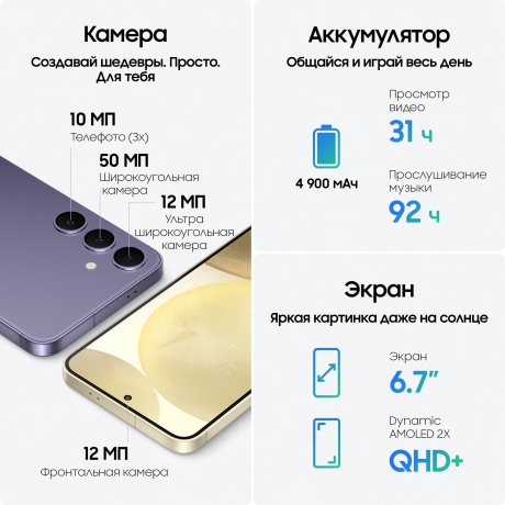 Смартфон Samsung Galaxy S24 Plus 12/256Gb (SM-S926BZVDCAU) Cobalt Violet - фото 5
