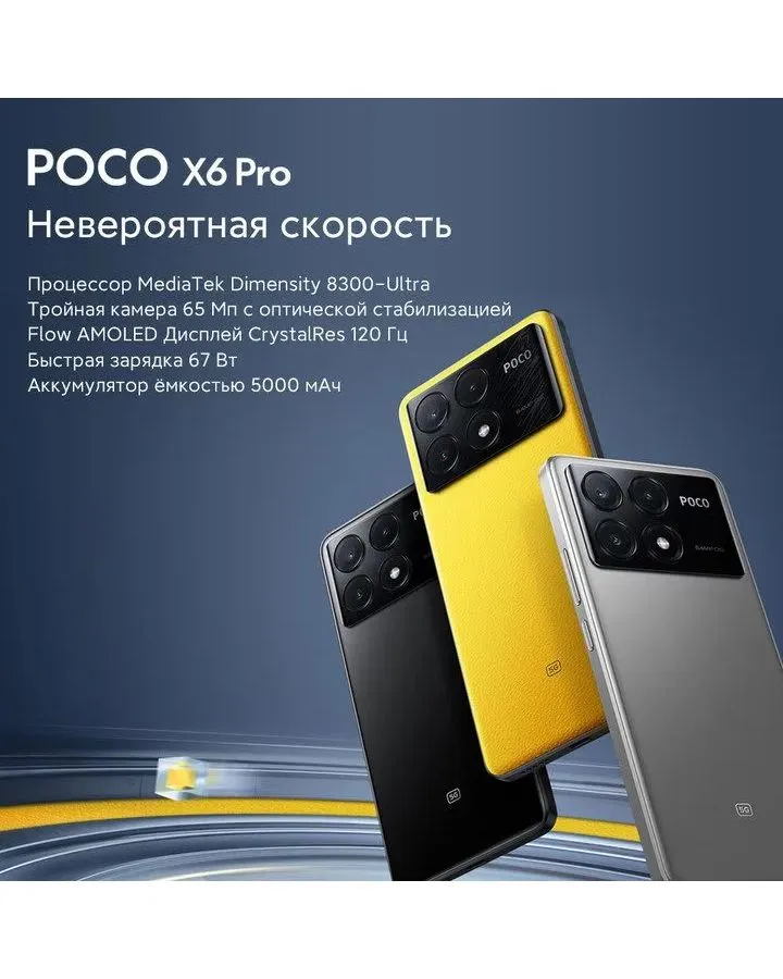 Смартфон POCO X6 Pro 5G RU 12/512Gb Yellow - фото 17