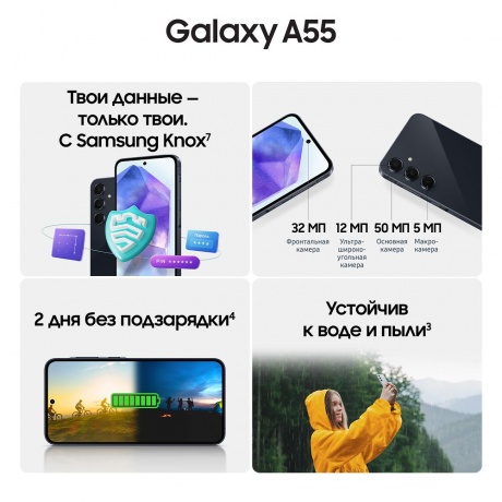 Смартфон Samsung Galaxy A55 5G 8/128Gb Dark Blue SM-A556EZKACAU - фото 11