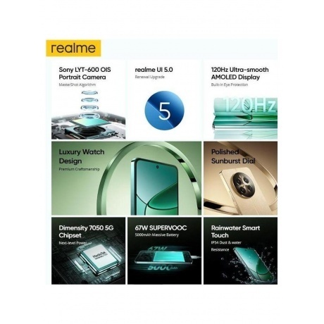 Смартфон Realme 12+ 5G 8/256Gb Green - фото 21