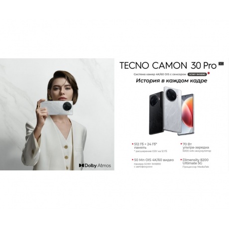 Смартфон Tecno Camon 30 Pro 5G 12/256GB Snowy Silver - фото 22