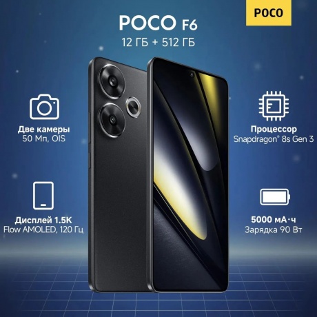 Смартфон Poco F6 12/512Gb Black - фото 12