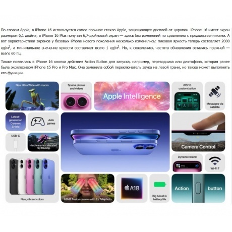 Смартфон Apple iPhone 16 128Gb (MYED3HN/A) Teal - фото 40