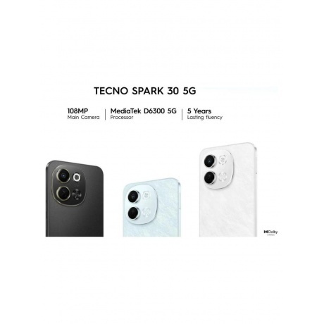 Смартфон Tecno Spark 30 5G 6/128Gb Midnight Shadow - фото 10