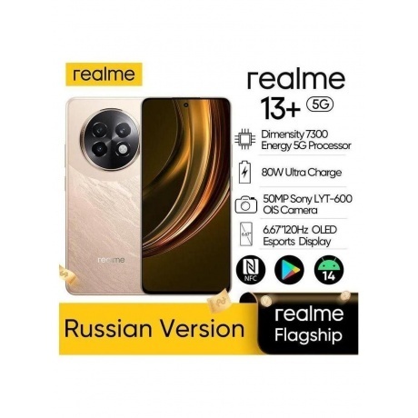 Смартфон Realme 13+ 5G 12/256Gb Bronze - фото 26