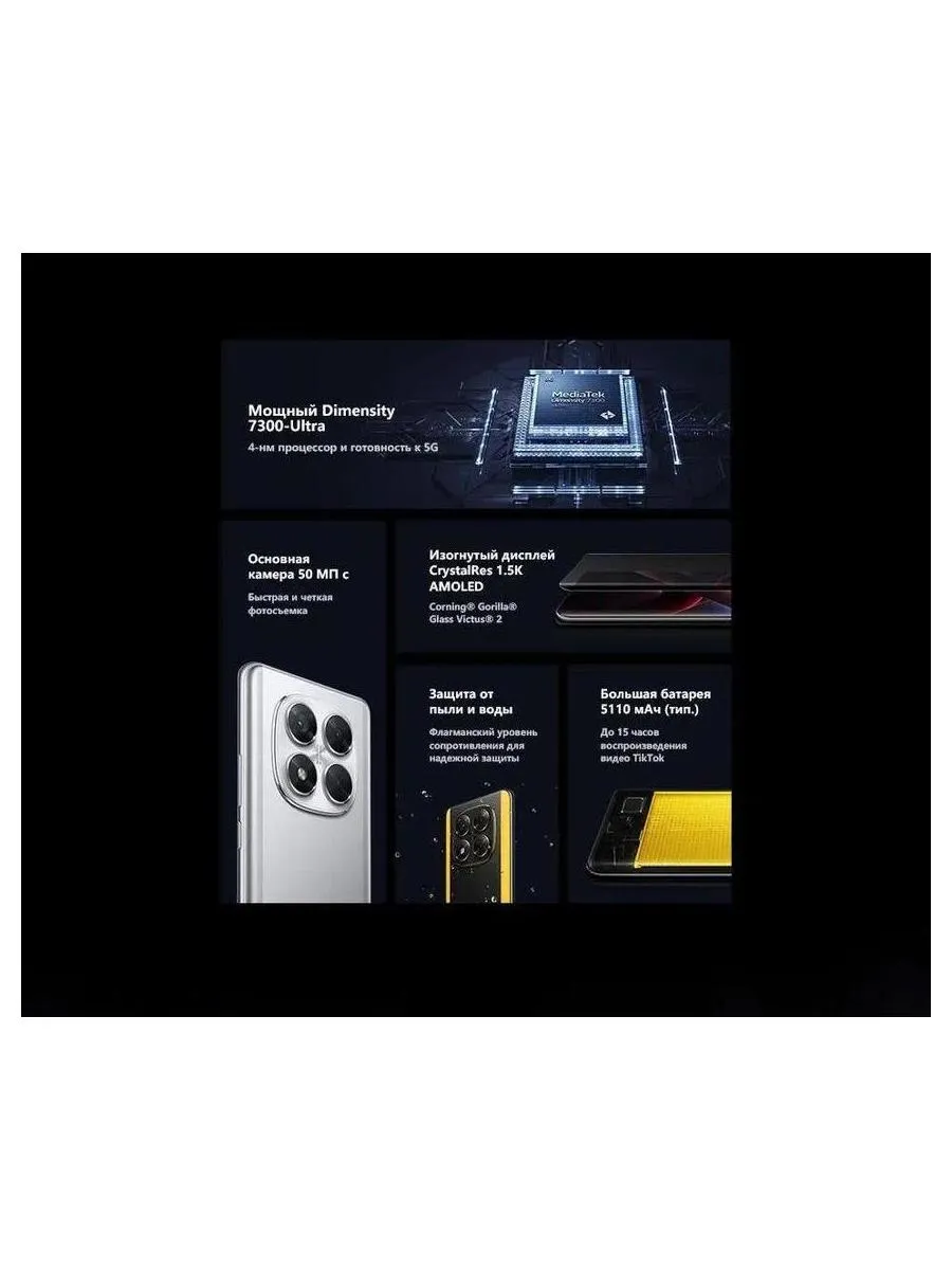 Смартфон Poco X7 5G 8/256Gb Black - фото 17