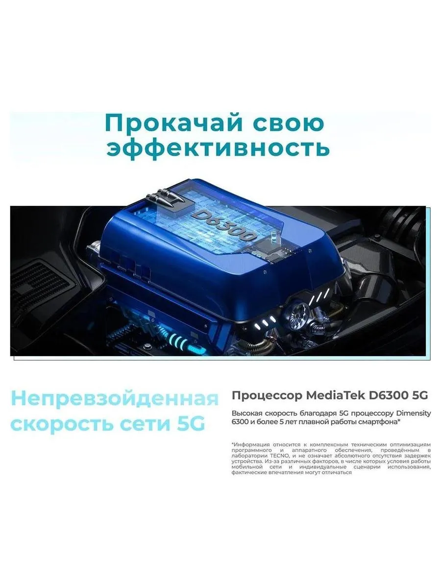 Смартфон Tecno Spark 30 5G 6/128Gb Azure Sky - фото 17