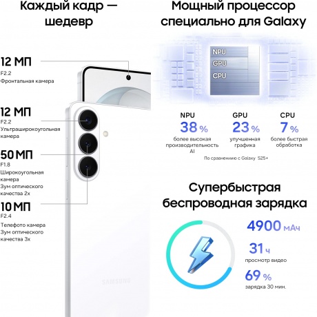 Смартфон Samsung Galaxy S26+ 12/256Gb (SM-S947BZWBCAU) White - фото 9