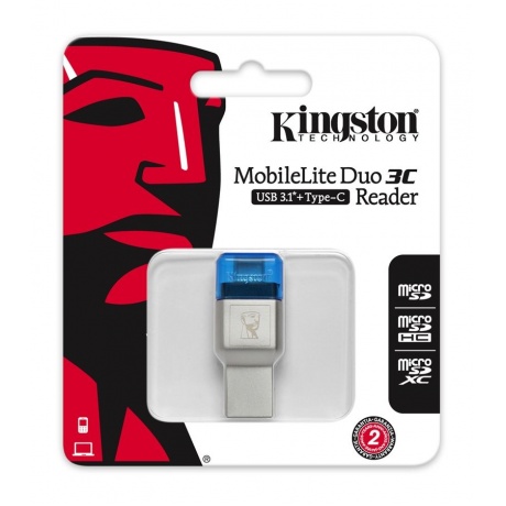 Карт-ридер Kingston microSDHC USB3.1+TypeC (FCR-ML3C) - фото 4