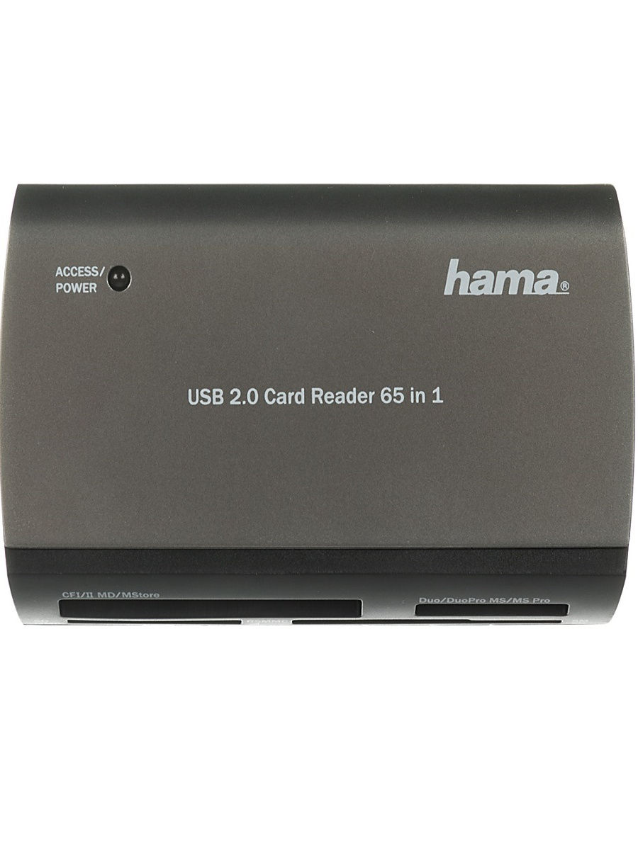 Карт-ридер USB2.0 Hama H-49009 серебристый 00049009 - фото 1