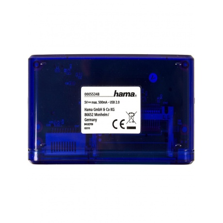 Карт-ридер USB2.0 Hama H-55348 синий - фото 2