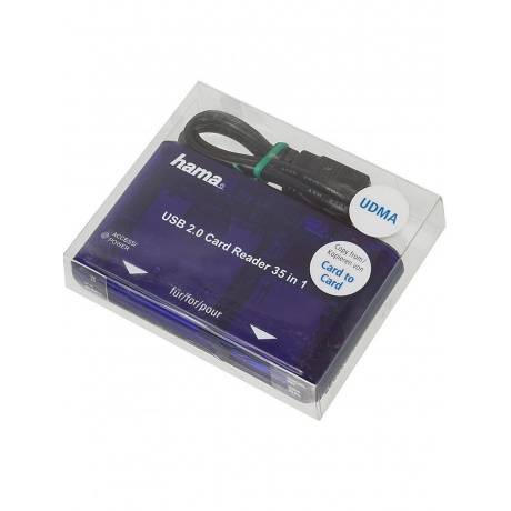 Карт-ридер USB2.0 Hama H-55348 синий - фото 5