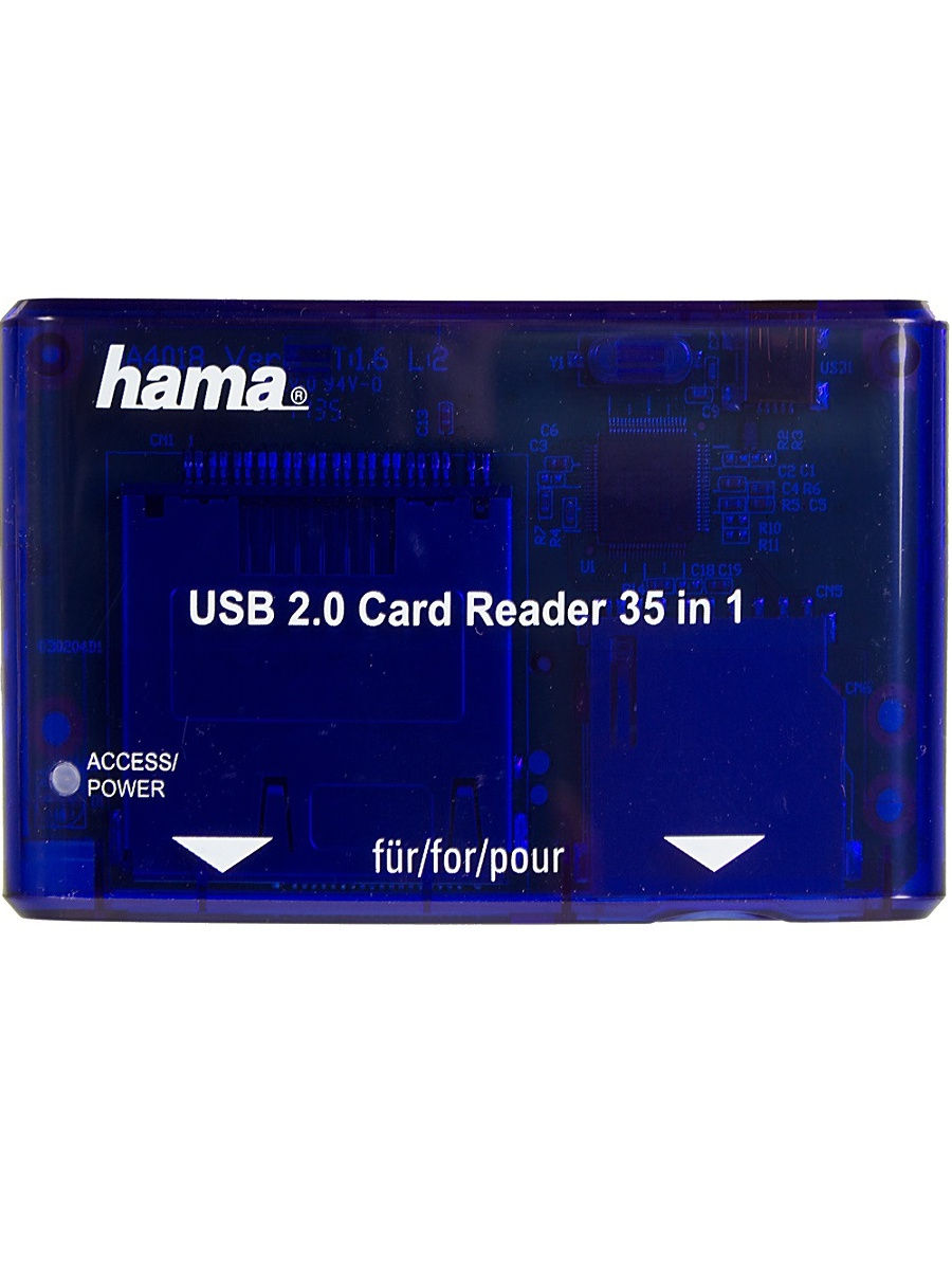 Карт-ридер USB2.0 Hama H-55348 синий 00055348 - фото 1