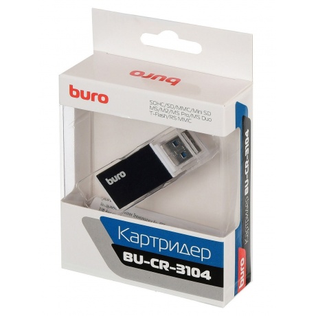 Карт-ридер USB2.0 Buro BU-CR-3104 черный - фото 6