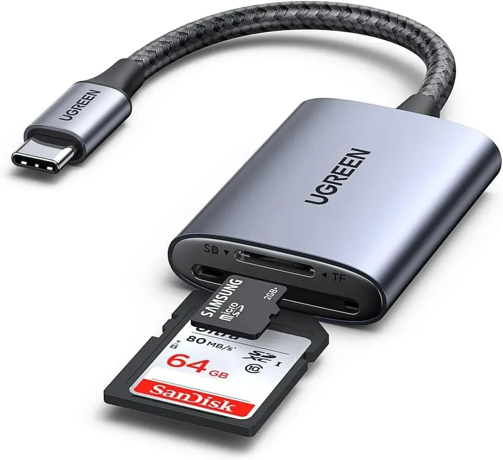 Картридер UGREEN USB-C 3.1 для карт памяти TF / SD, серый (80888) - фото 3