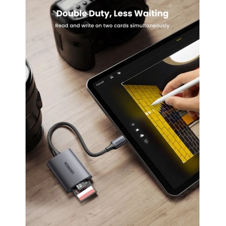 Картридер UGREEN USB-C 3.1 для карт памяти TF / SD, серый (80888) - фото 5