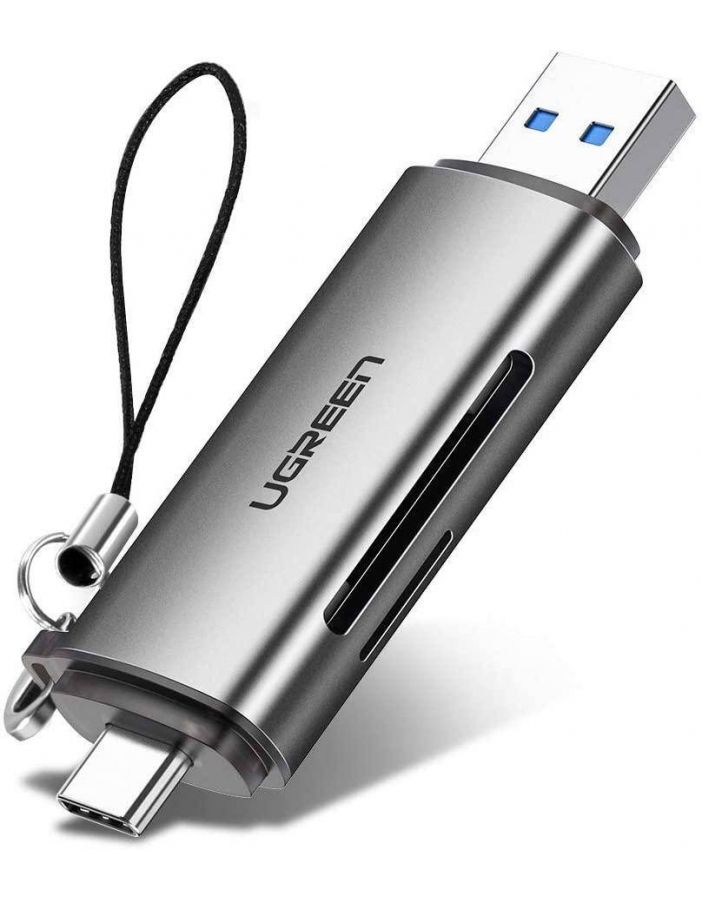Картридер UGREEN USB-C + USB-A 3.0 для карт памяти TF/SD (50706) комплект 2 штук картридер ugreen cm264 usb a 3 0 для карт памяти tf sd 60722