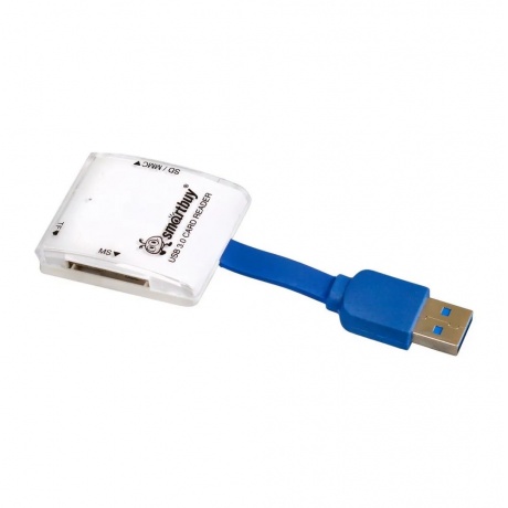 Картридер Smartbuy 700, USB 3.0 - SD/microSD/MS, белый - фото 1