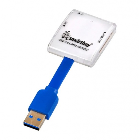 Картридер Smartbuy 700, USB 3.0 - SD/microSD/MS, белый - фото 3