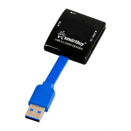Картридер Smartbuy 700, USB 3.0 - SD/microSD/MS, черный - фото 3