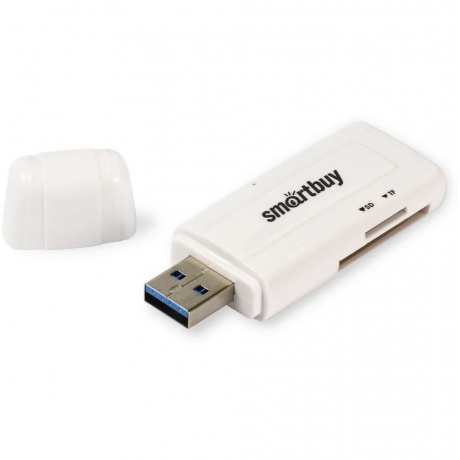 Картридер Smartbuy 705, USB 3.0 - SD/microSD, белый - фото 1
