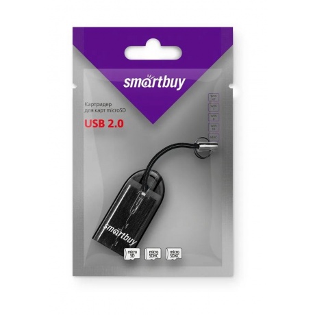 Картридер Smartbuy 710, USB 2.0 - microSD, черный - фото 3