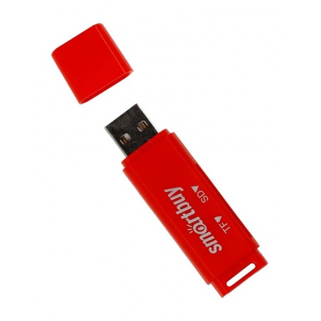 Картридер Smartbuy 715, USB 2.0 - SD/microSD, красный - фото 1