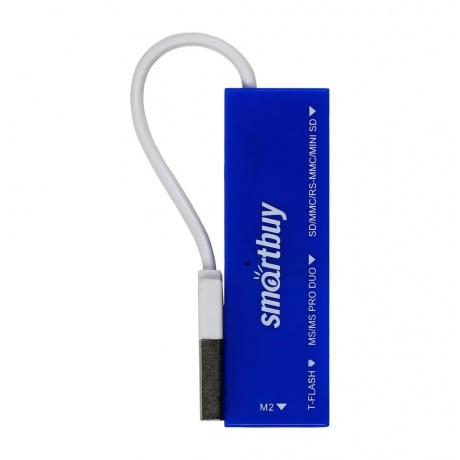 Картридер Smartbuy 717, USB 2.0 - SD/microSD/MS/M2, голубой - фото 1