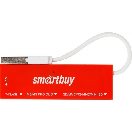 Картридер Smartbuy 717, USB 2.0 - SD/microSD/MS/M2, красный - фото 1