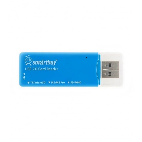 Картридер Smartbuy 749, USB 2.0 - SD/microSD/MS/M2, голубой - фото 1