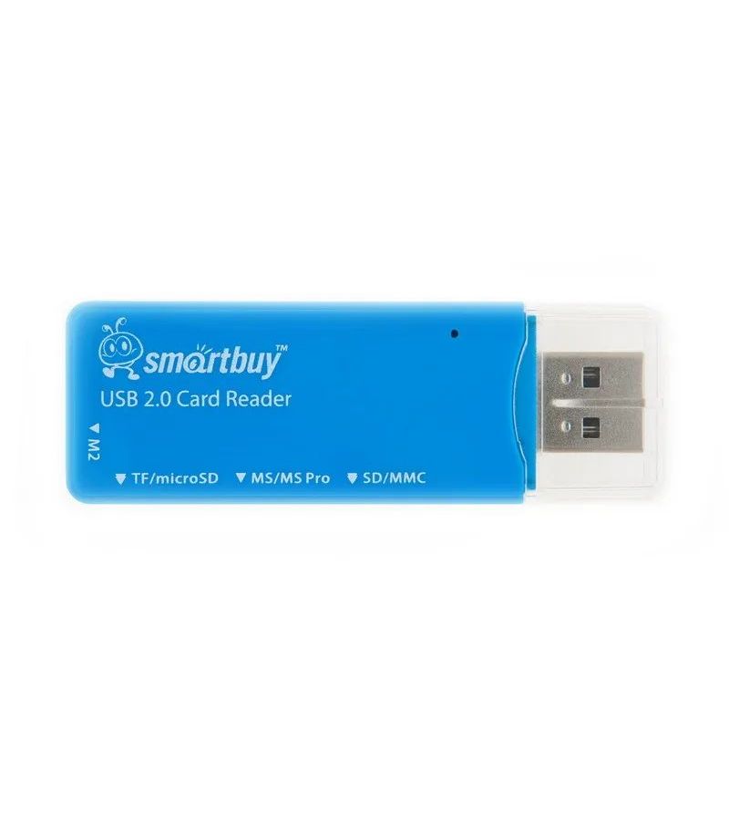 Картридер Smartbuy 749, USB 2.0 - SD/microSD/MS/M2, голубой картридер внешний smartbuy 749 sbr 749 k черный