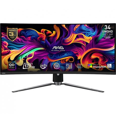 Монитор MSI 34.18&quot; MAG 341CQP QD-OLED Black (9S6-3DD04T-010) - фото 1