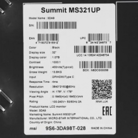 Монитор MSI 32" Summit MS321UP Black (9S6-3DA98T-028) - фото 24
