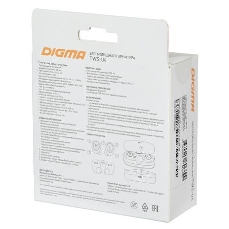 Bluetooth-гарнитура Digma TWS-04 черный - фото 10