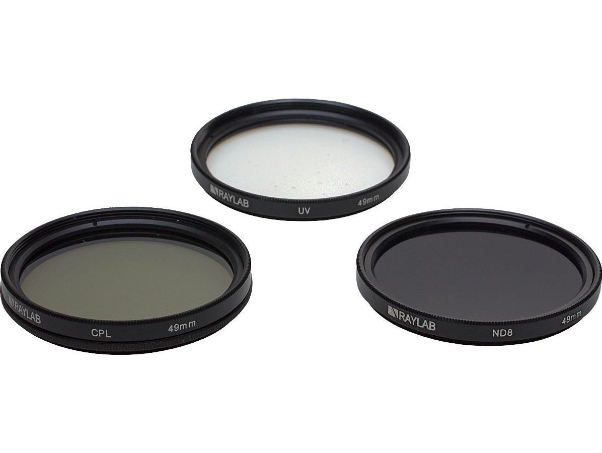 Набор из 3 фильтров RayLab (UV,CPL,ND8) 49mm набор фильтров для объектива telesin nd8 nd16 nd32 cpl рамка из алюминиевого сплава для детской 10 11 черной экшн камеры nd cpl объектив extra 5%