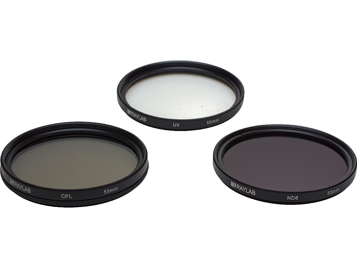 Набор из 3 фильтров RayLab (UV,CPL,ND8) 55mm набор фильтров для объектива telesin nd8 nd16 nd32 cpl рамка из алюминиевого сплава для детской 10 11 черной экшн камеры nd cpl объектив extra 5%